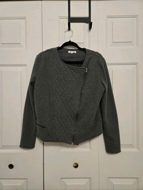 Athleta Belvedere Asymmetrical Quilted Moto Jacket In Gray Size XL